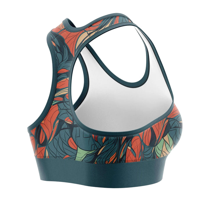 Feather Design Sports Bra detail view | Combatra