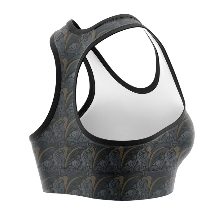 Golden Black Sports Bra detail view | Combatra