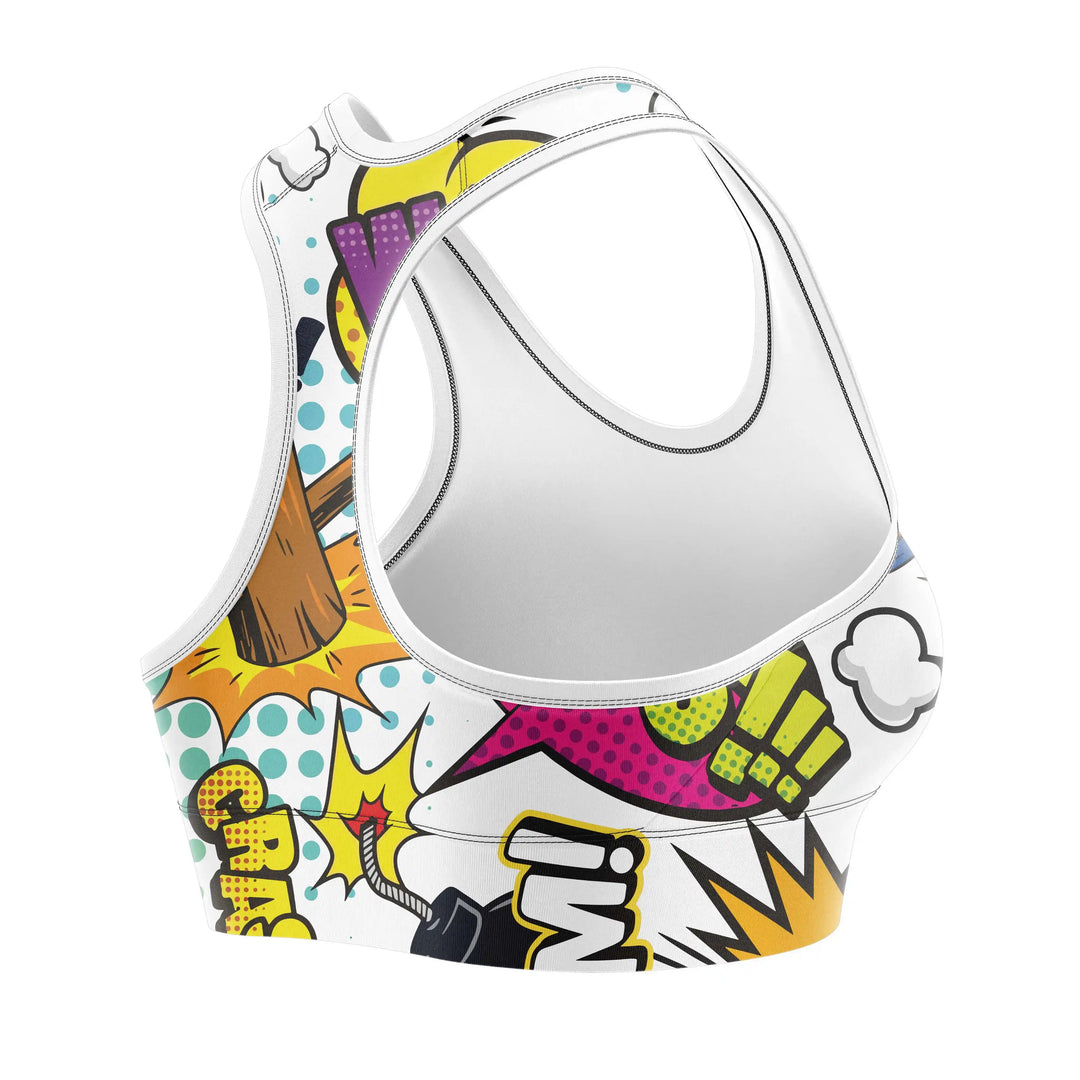 Fight Pop Energy Sports Bra detail view | Combatra