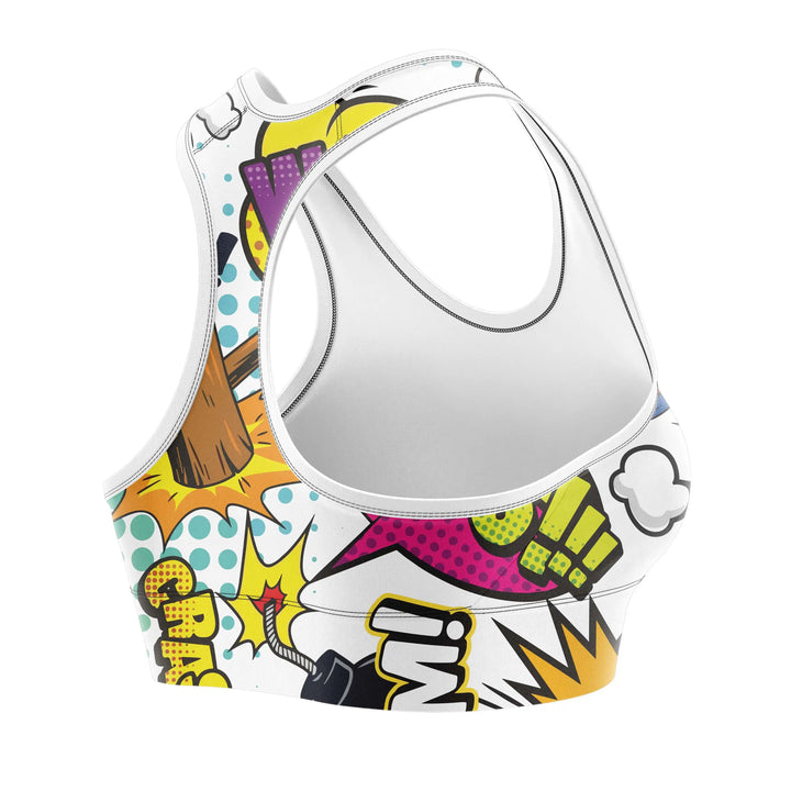 Fight Pop Energy Sports Bra detail view | Combatra