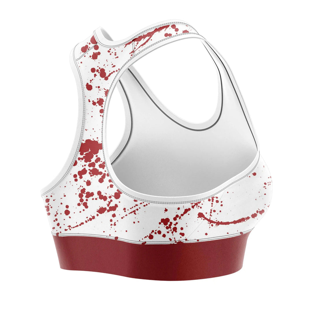 Blood Splash Sports Bra detail view | Combatra