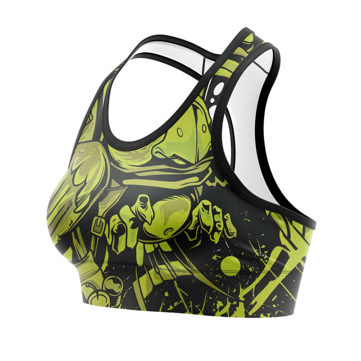 Green Chaos Mode Sports Bra alternate view | Combatra