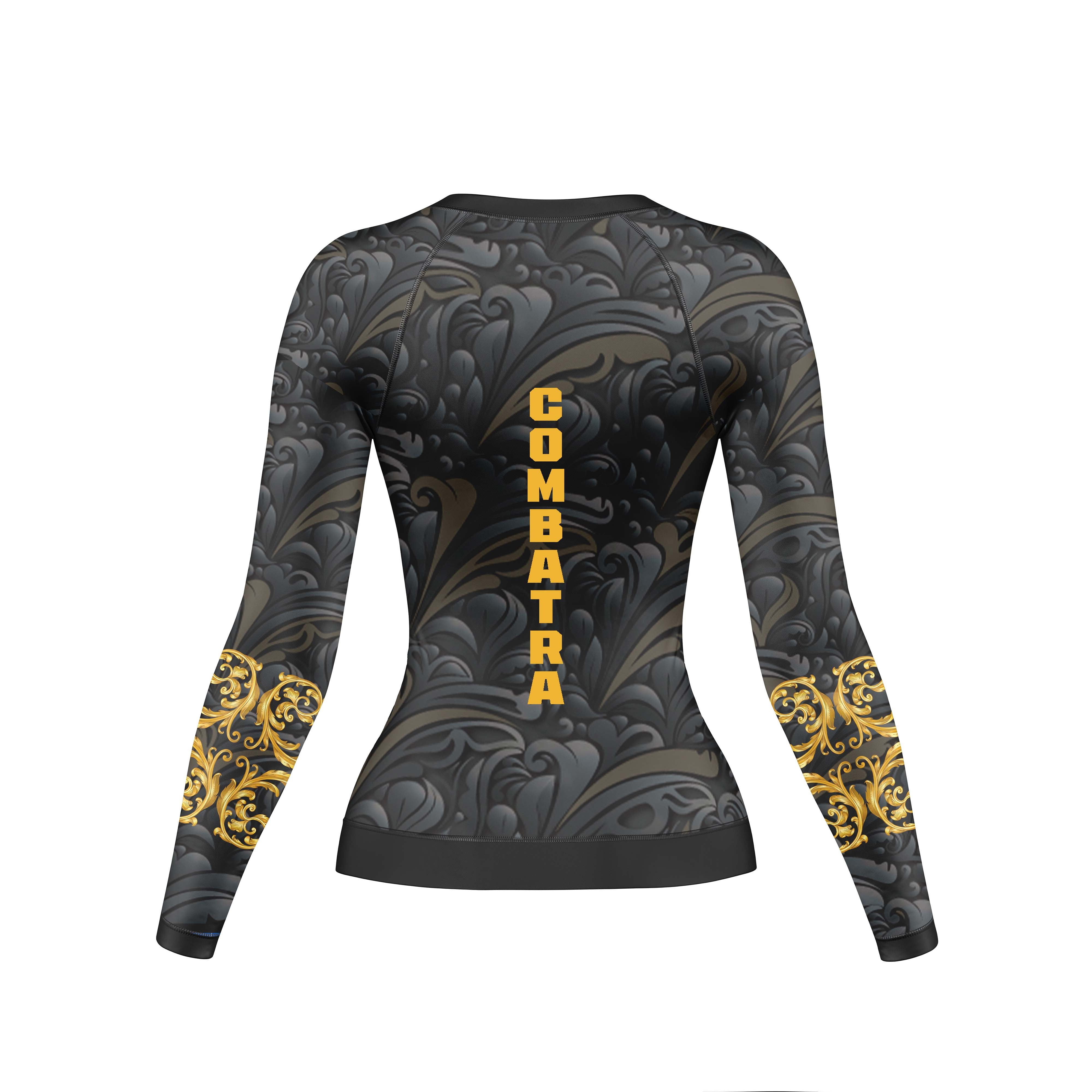 Golden Black Compression Rash Guard For Women