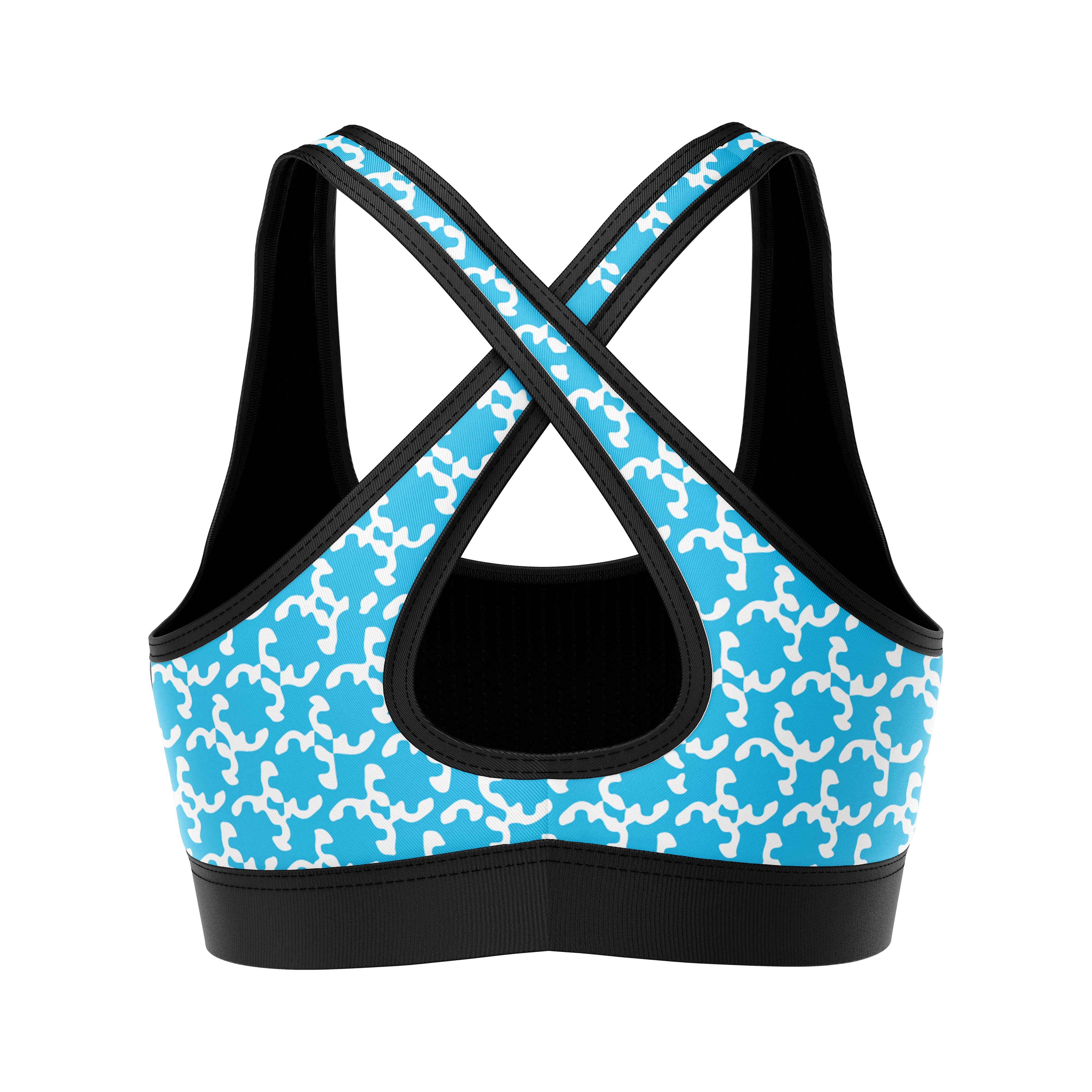 Abstract Sky Blue Sports Bra