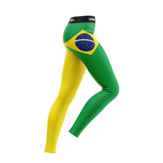 Brazil Flag Compression Pants  For Women