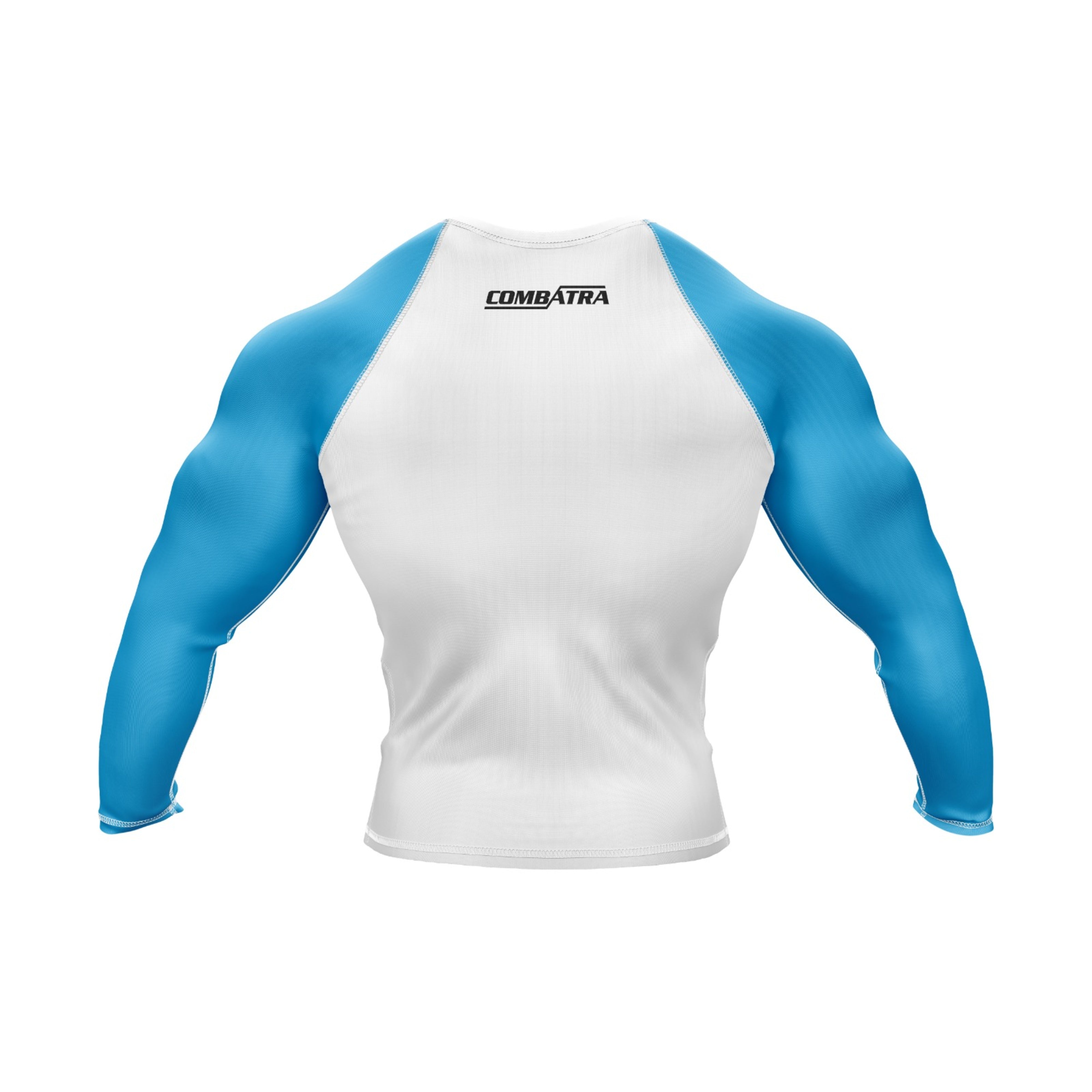 Customizable White and Blue Compression Rashed Guard