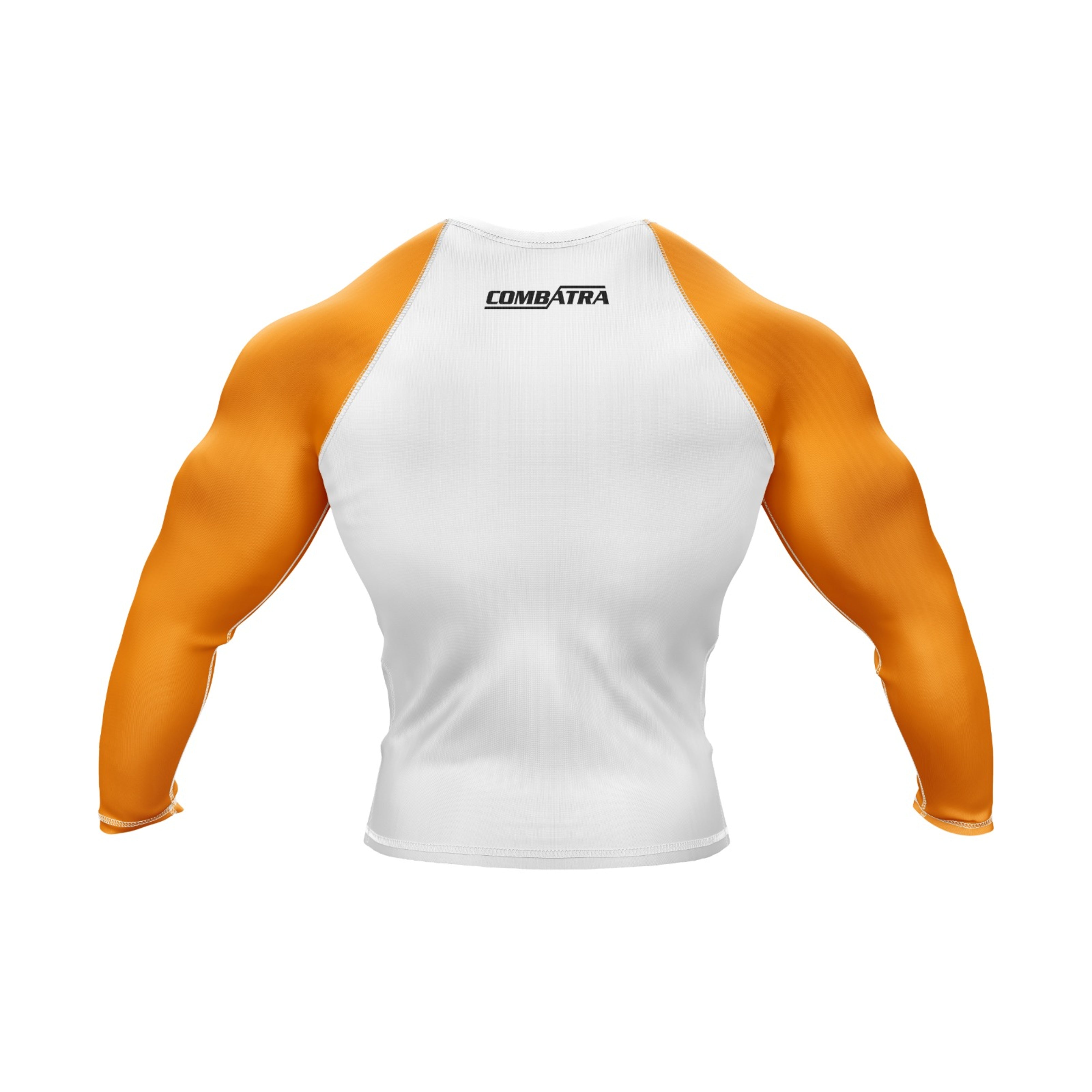 Customizable White and Orange Compression Rashed Guard