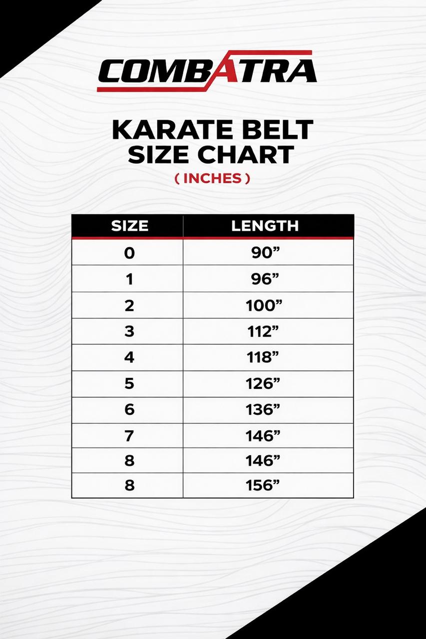Classic Karate Belt size chart