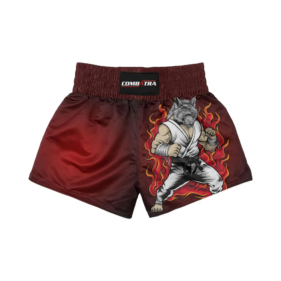 Wolf Flame Muay Thai Shorts front view | Combatra