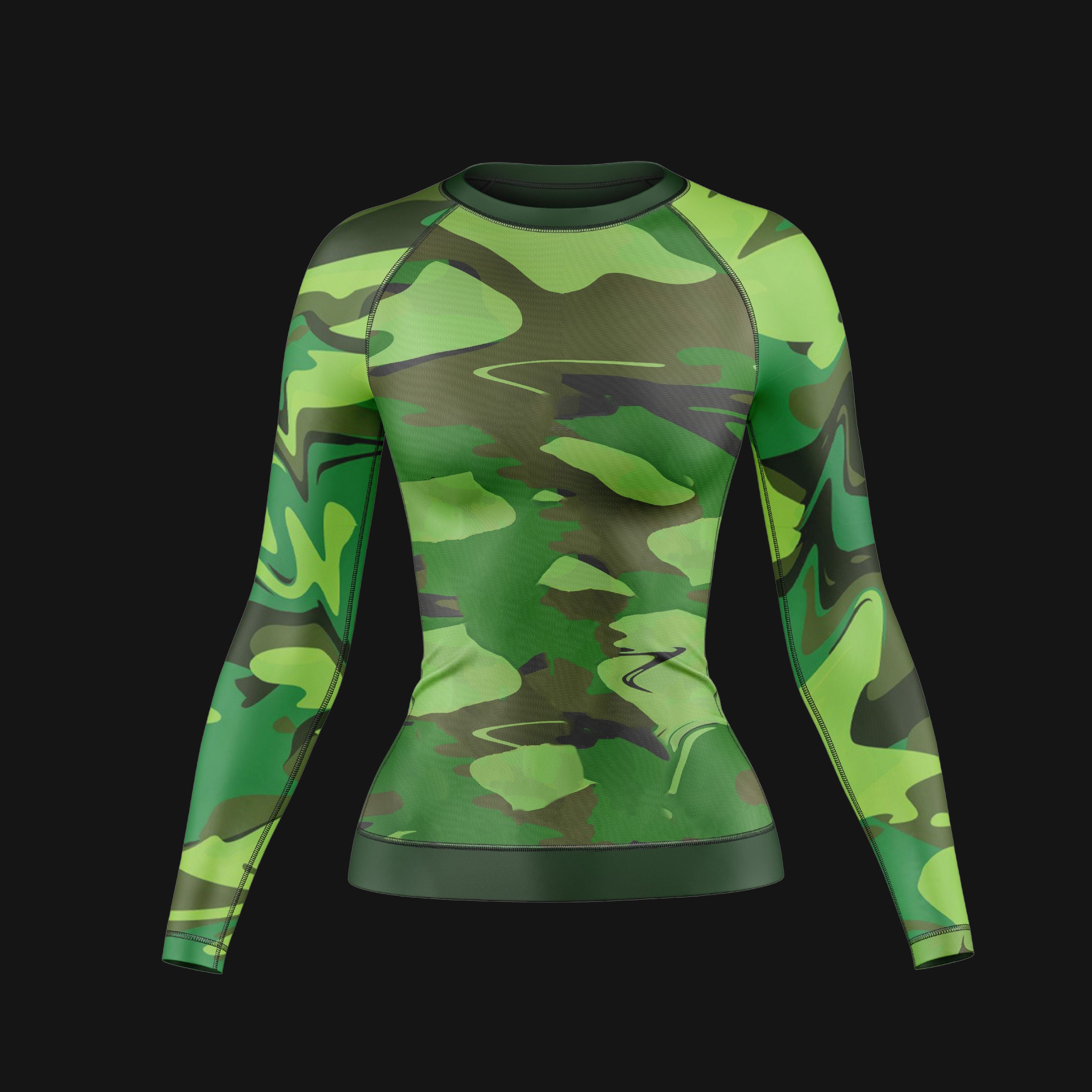 Green Camo battlefield Compression Rash Guard For Women