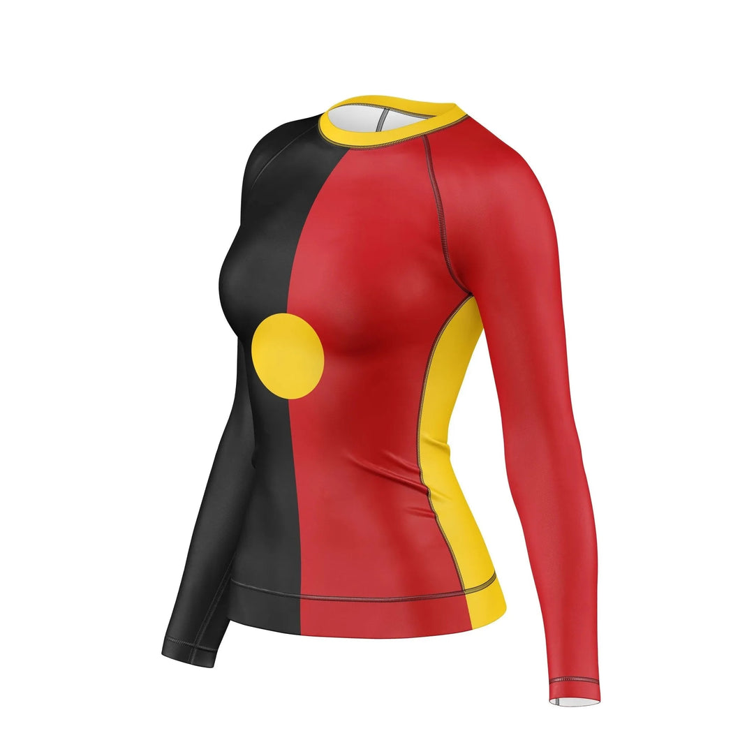 Aboriginal Art Compression Rash Guard For Women - Premium Rashguards | Combatra