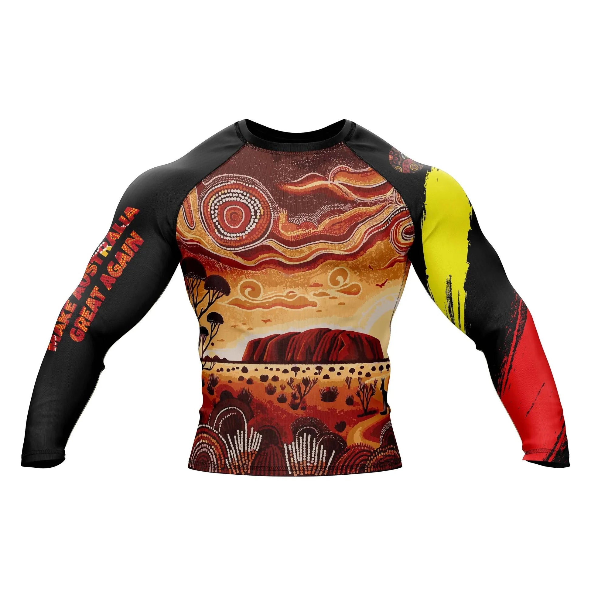 Aboriginal Traditional Art Patriotic Rashguard - Patriotic Rashguards | Combatra