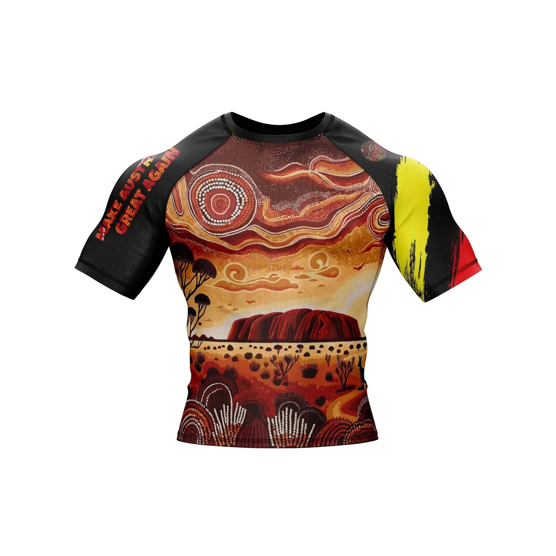 Aboriginal Traditional Art Patriotic Rashguard - Patriotic Rashguards | Combatra