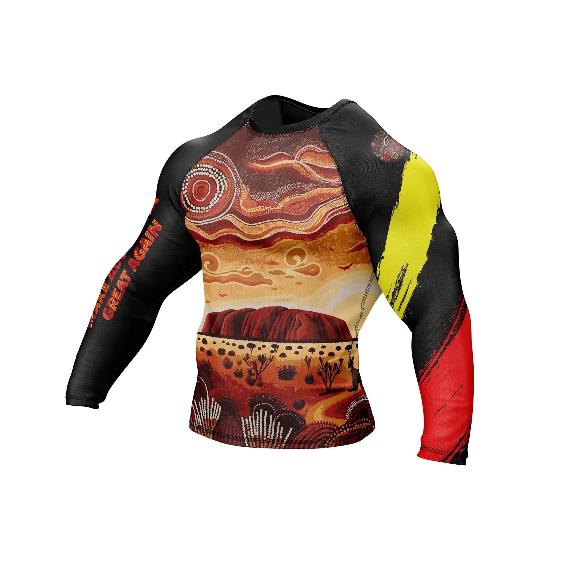 Aboriginal Traditional Art Patriotic Rashguard - Patriotic Rashguards | Combatra
