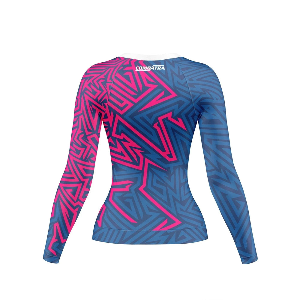 Abstract Geometric Compression Rash Guard For Women - Premium Rashguards | Combatra