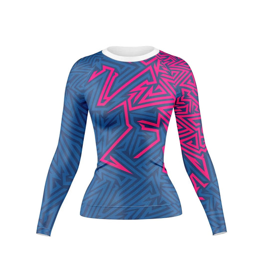 Abstract Geometric Compression Rash Guard For Women - Premium Rashguards | Combatra