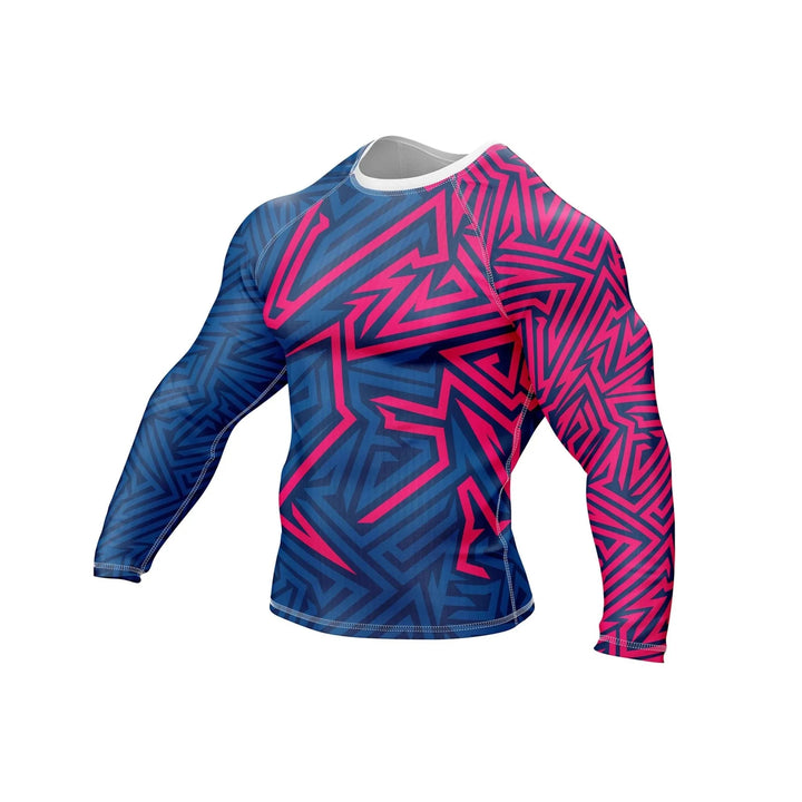 Abstract Geometric Compression Rash Guard - Premium Rashguards | Combatra