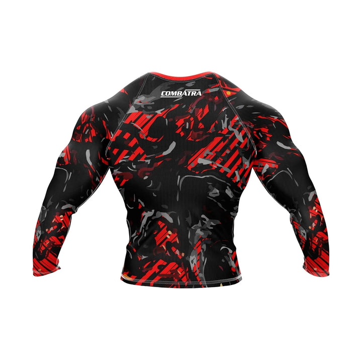 Abstract Red Camo Compression Rash Guard - Premium Rashguards | Combatra