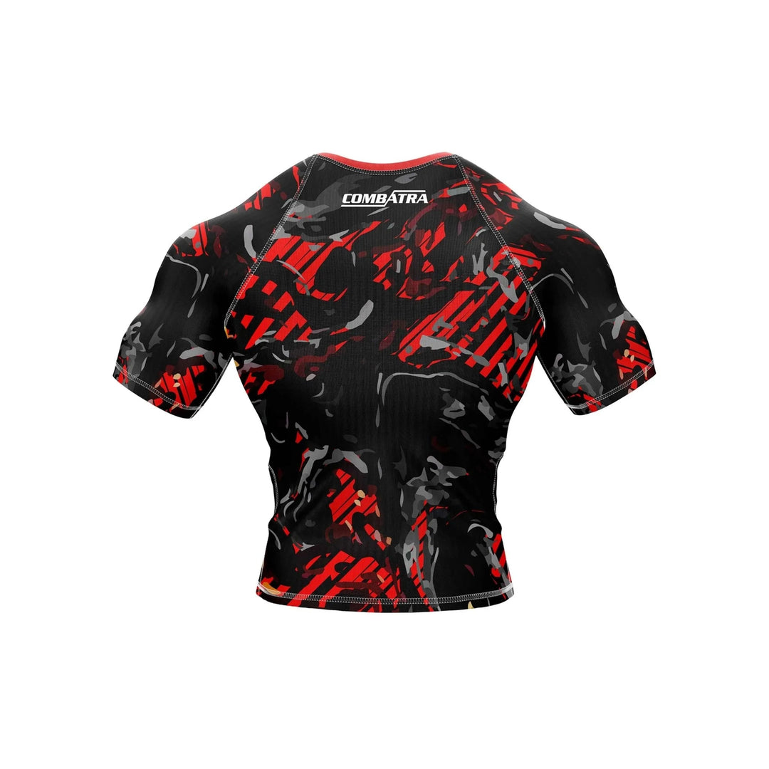 Abstract Red Camo Compression Rash Guard - Premium Rashguards | Combatra