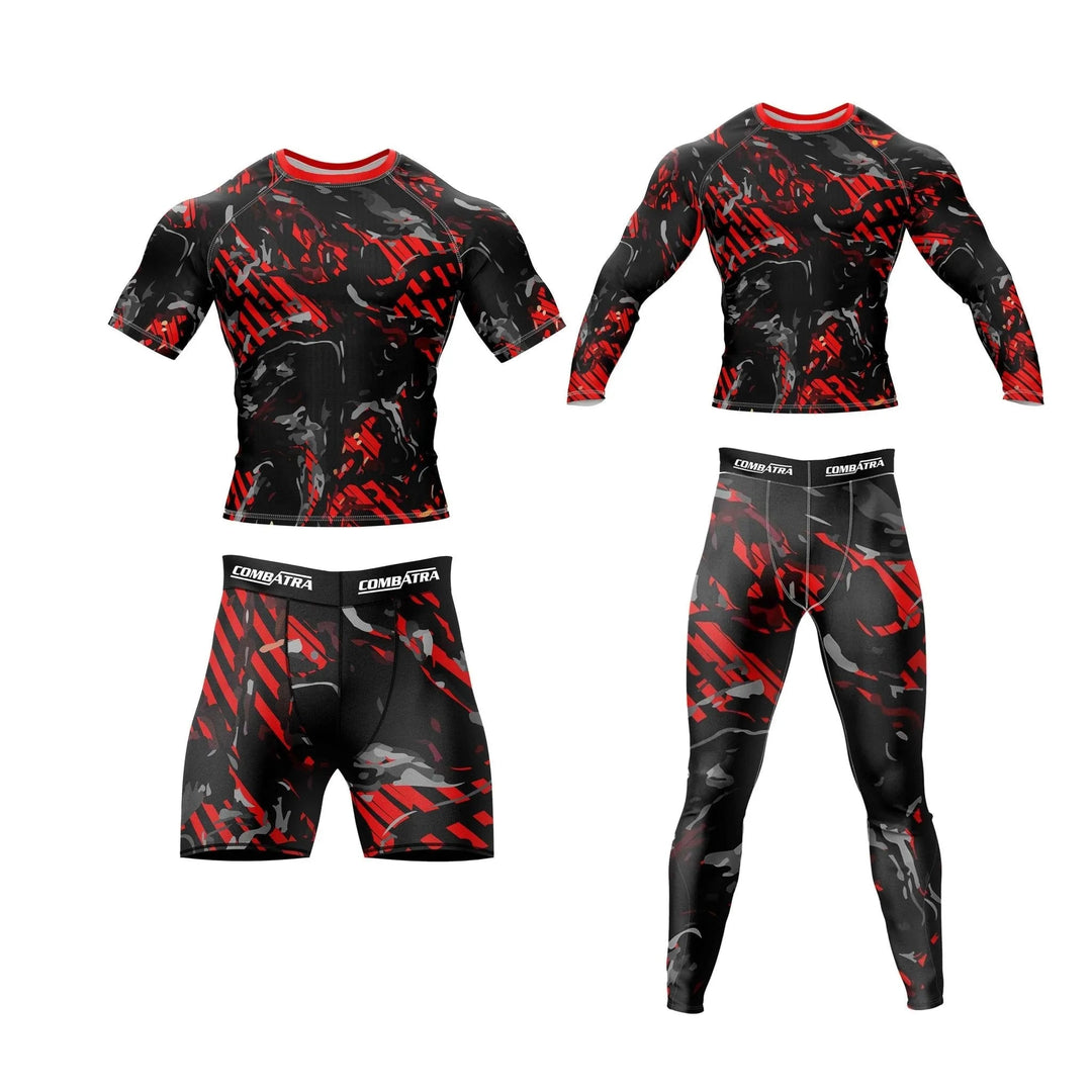 Abstract Red Camo Compression Shorts - Compression Shorts | Combatra