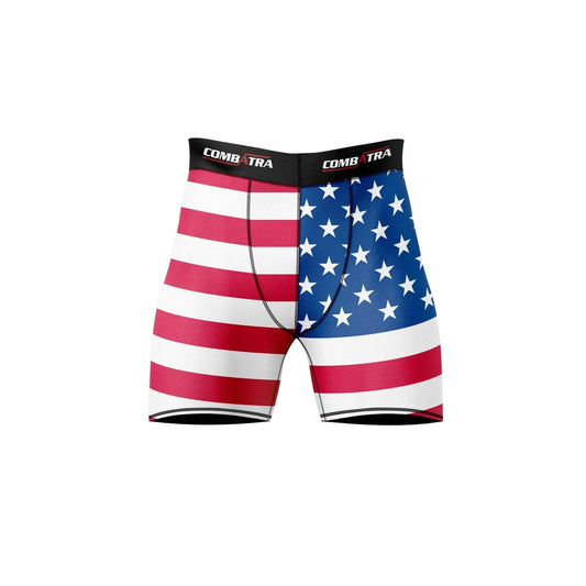 American Flag Patriotic Compression Shorts - Compression Shorts | Combatra