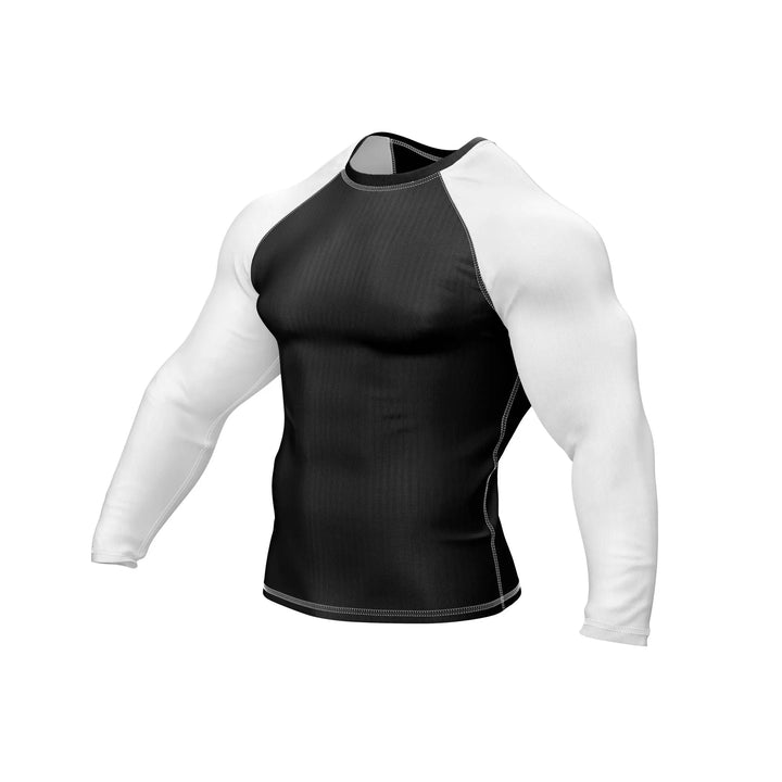 Black and White Compression Rash Guard - Ranked Rashguard | Combatra