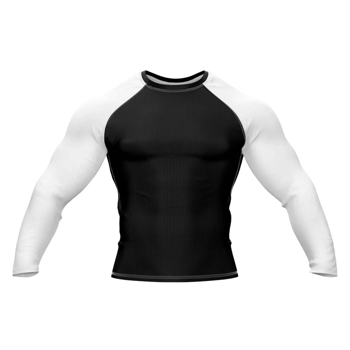 Black and White Compression Rash Guard - Ranked Rashguard | Combatra