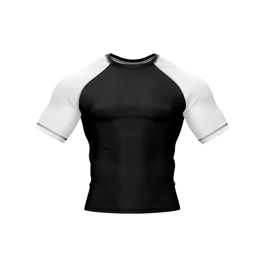 Black and White Compression Rash Guard - Ranked Rashguard | Combatra