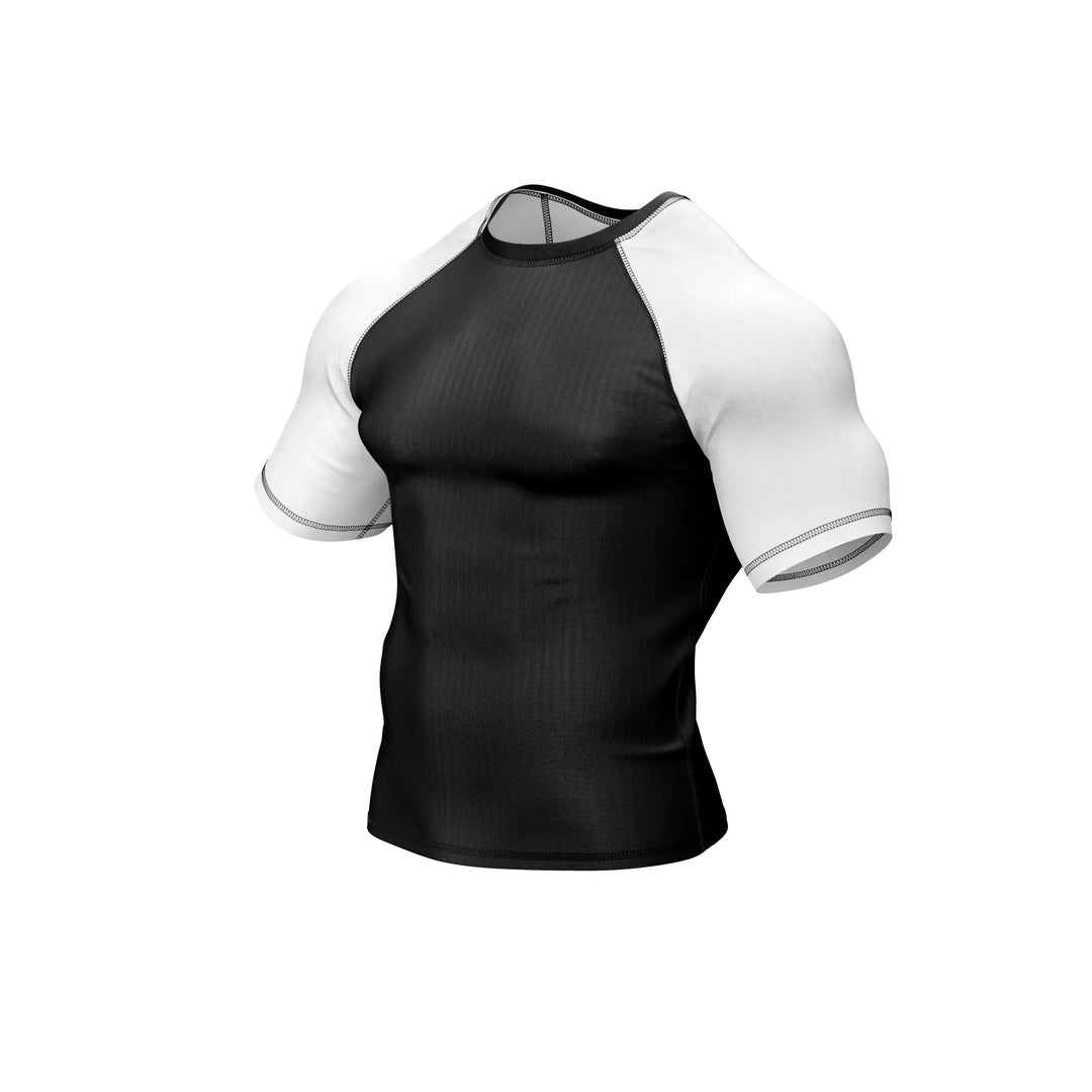 Black and White Compression Rash Guard - Ranked Rashguard | Combatra