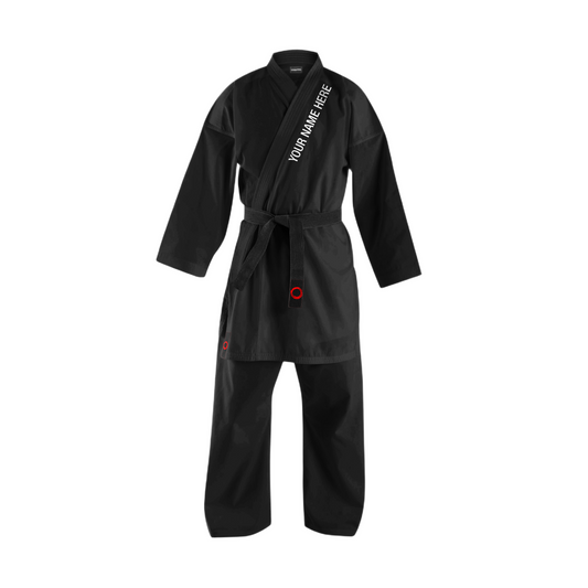 CUSTOM BLACK 10 oz.HEAVY WEIGHT KARATE UNIFORM