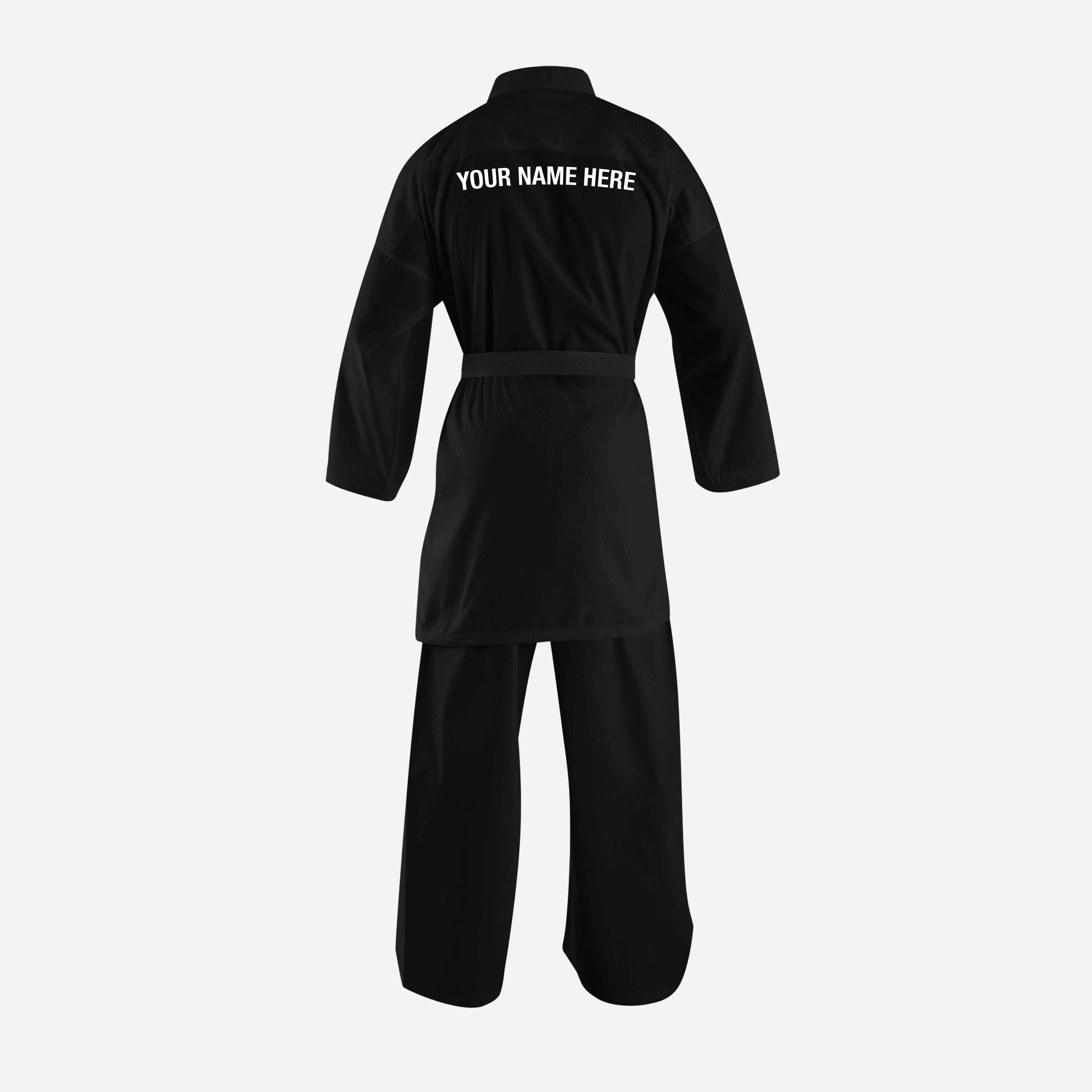 14 OZ. CUSTOM BLACK light  WEIGHT KARATE UNIFORM