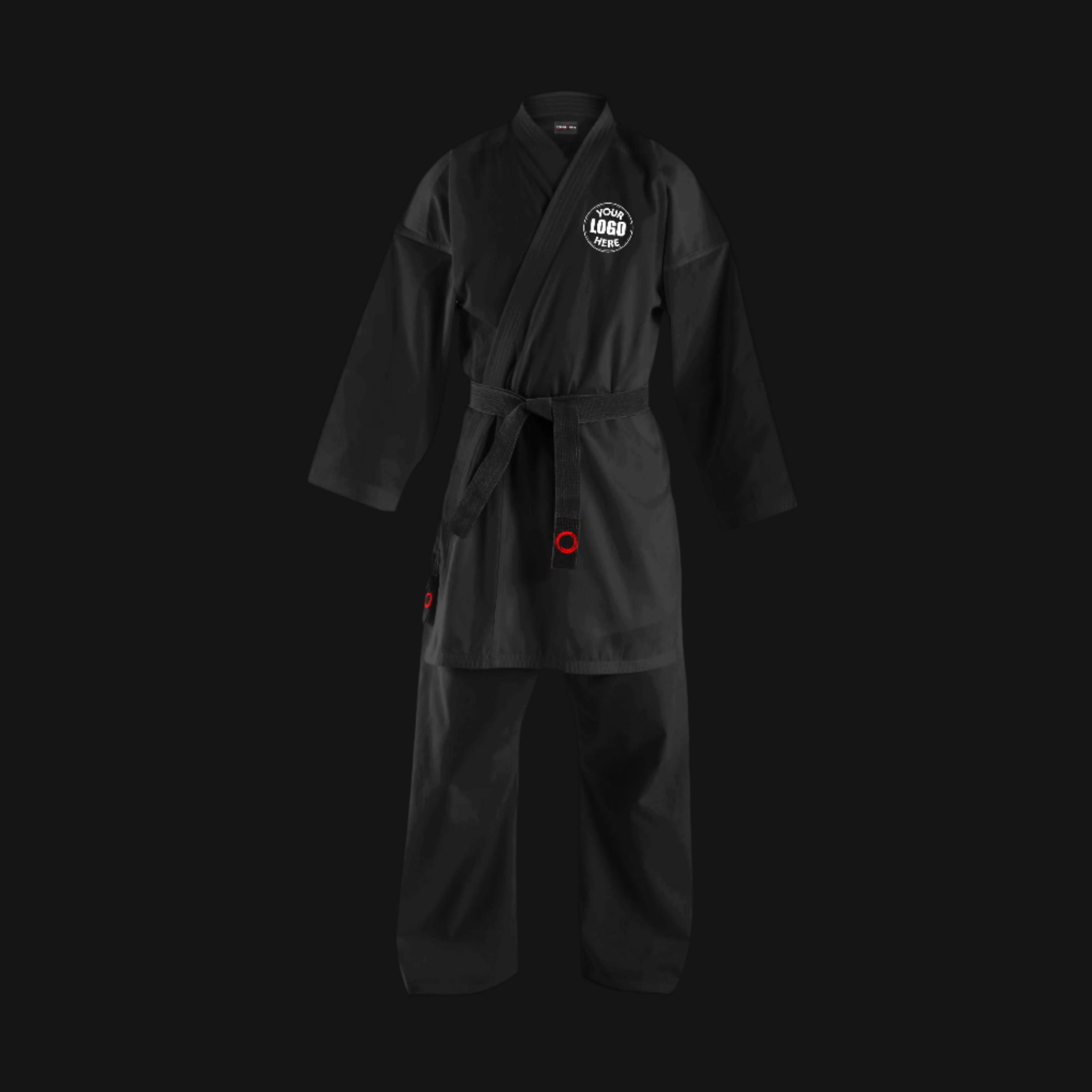 14 OZ. CUSTOM BLACK light  WEIGHT KARATE UNIFORM