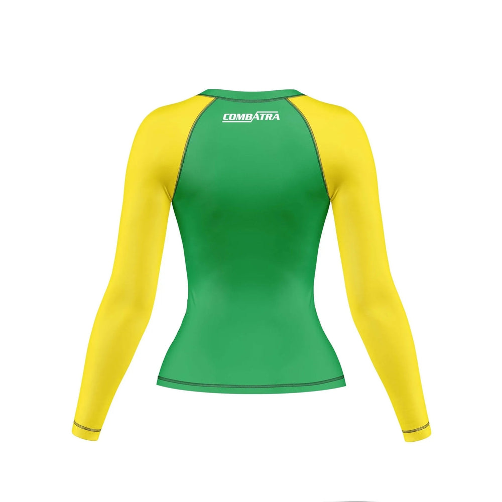 Brazil Flag Compression Rashguard For Women - Premium Rashguards | Combatra