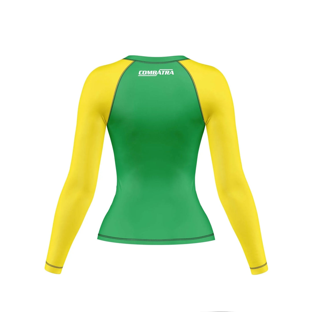 Brazil Flag Compression Rashguard For Women - Premium Rashguards | Combatra