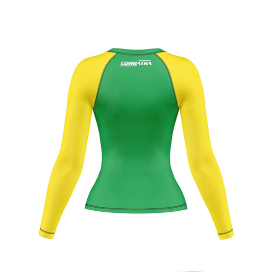 Brazil Flag Compression Rashguard For Women - Premium Rashguards | Combatra