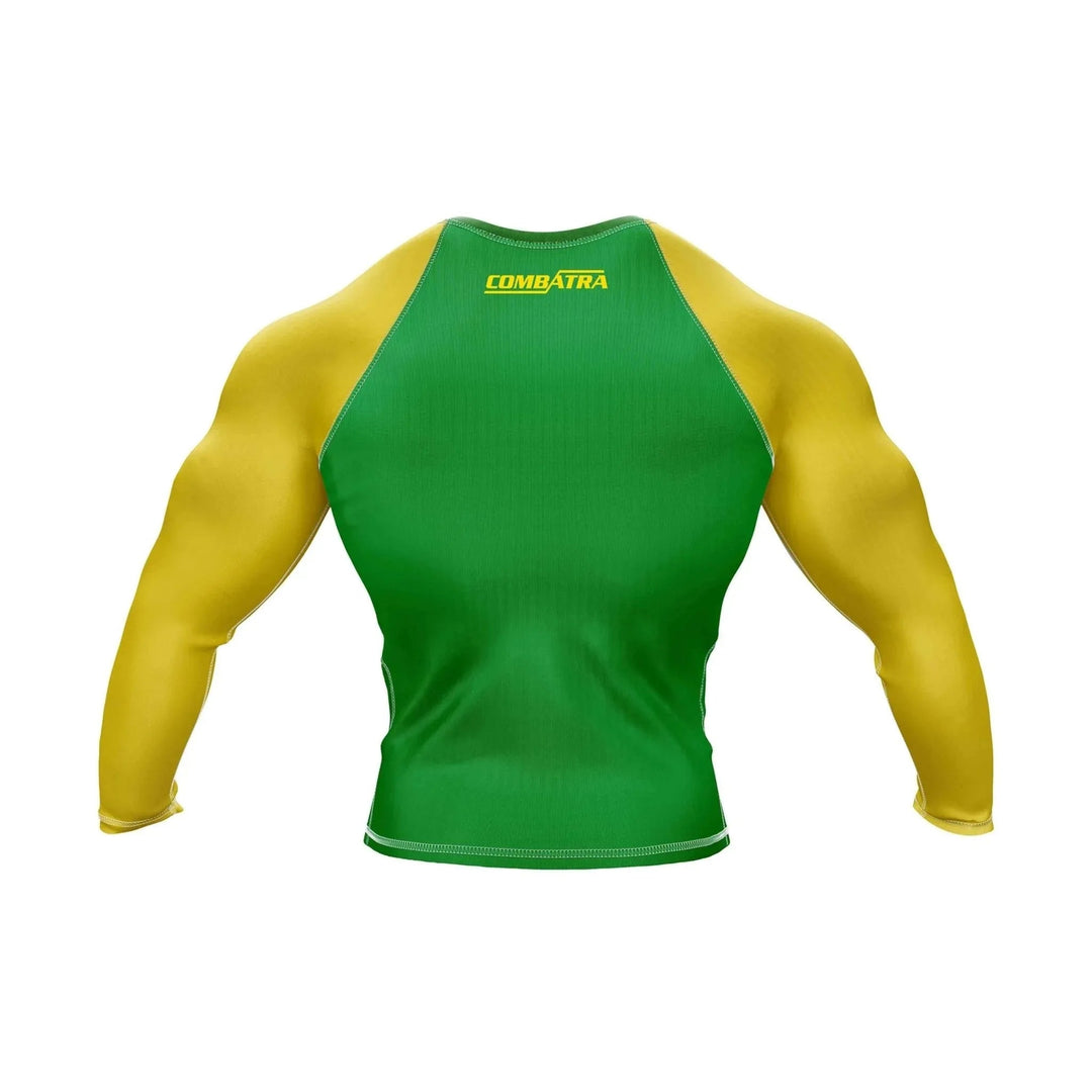 Brazil Flag Compression Top Rash Guard - Patriotic Rashguards | Combatra