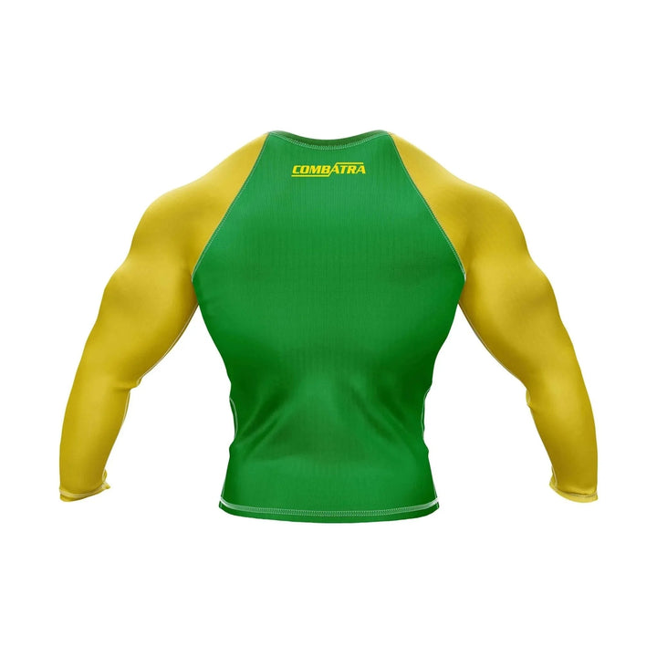 Brazil Flag Compression Top Rash Guard - Patriotic Rashguards | Combatra