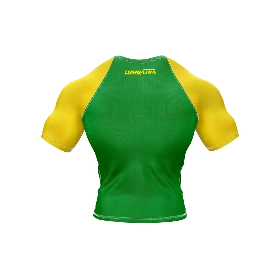 Brazil Flag Compression Top Rash Guard - Patriotic Rashguards | Combatra