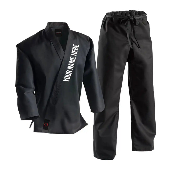 Custom Alpha Black 10 oz Karate Uniform front view