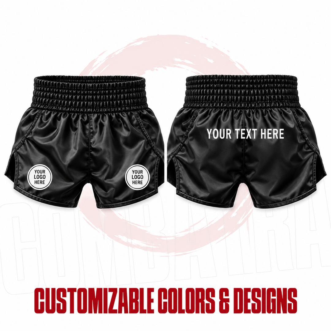 Combatra custom Muay Thai shorts, front and back