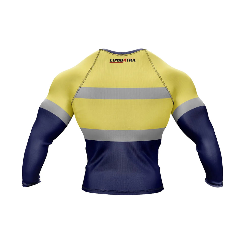 Construction Worker BJJ Rashguard in Yellow – back view