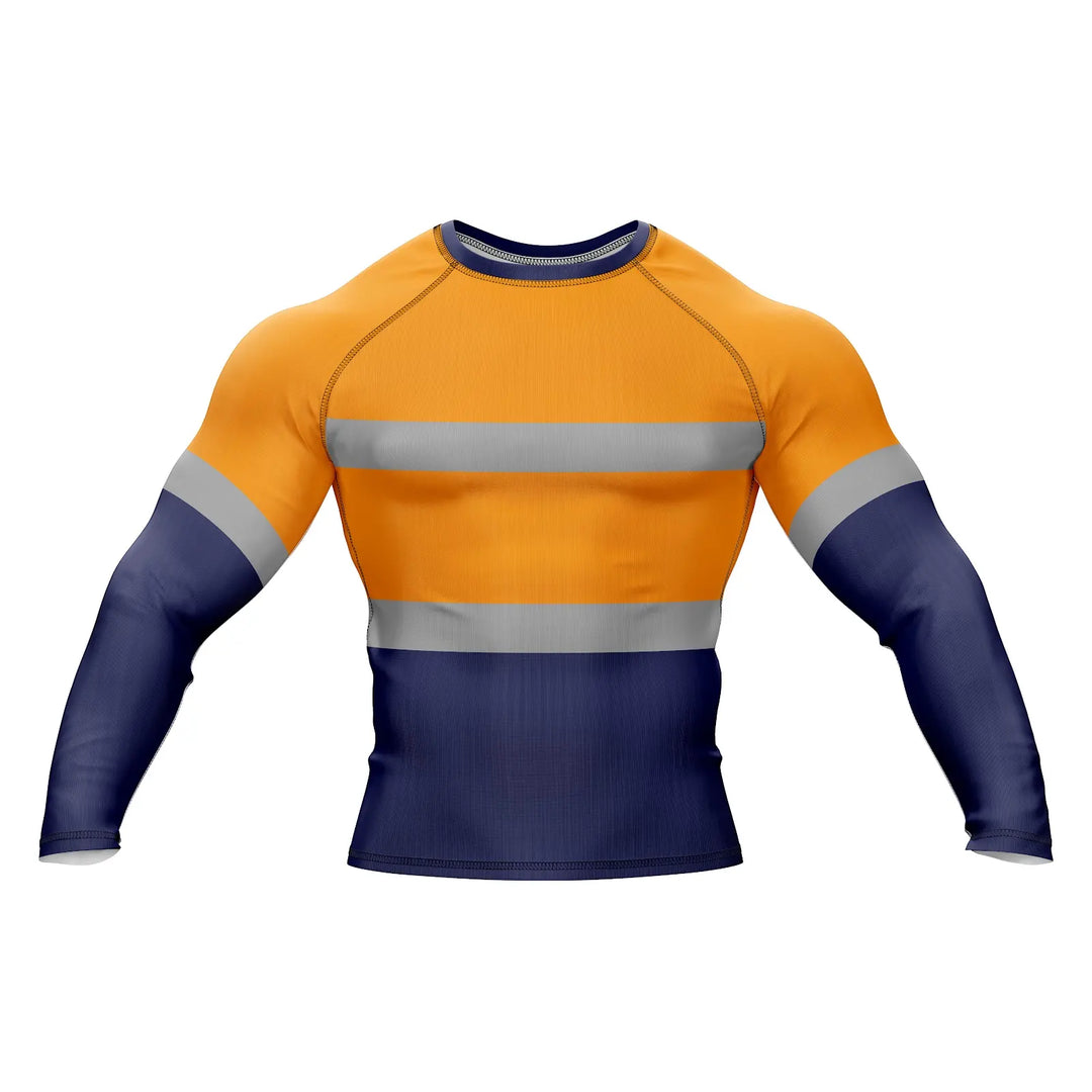 Construction Worker BJJ Rashguard in Orange – front view