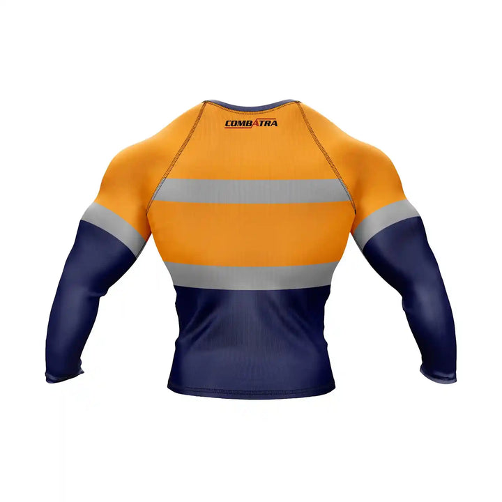 Construction Worker BJJ Rashguard in Orange – back view