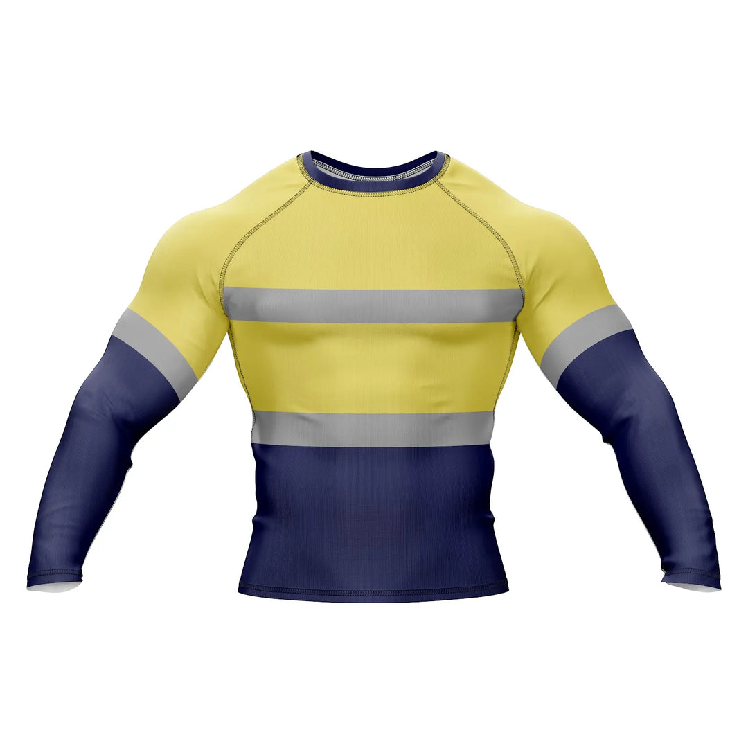 Construction Worker BJJ Rashguard in Yellow – front view