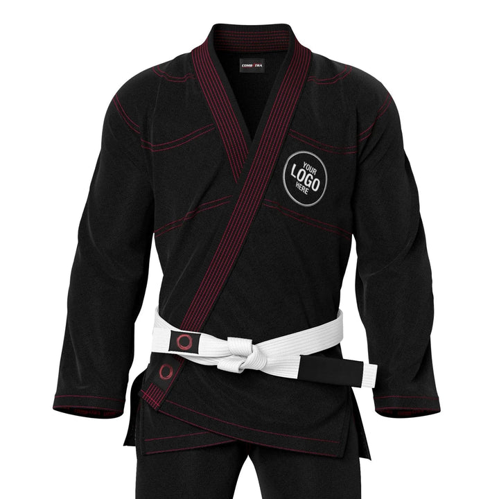 Custom Black Brazilian Jui Jitsu Gi with Red Threads - Personalised Gi | Combatra