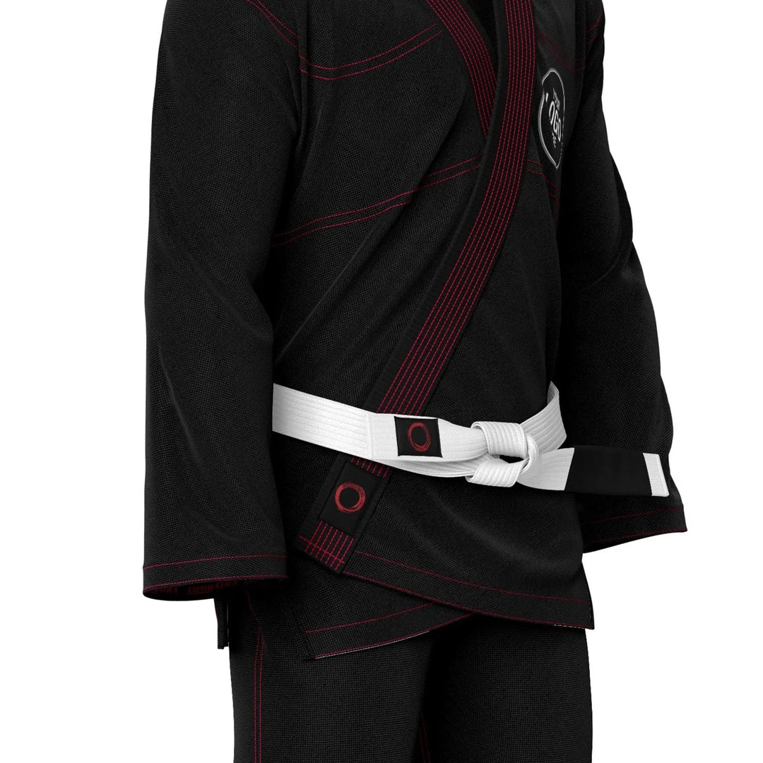 Custom Black Brazilian Jui Jitsu Gi with Red Threads - Personalised Gi | Combatra