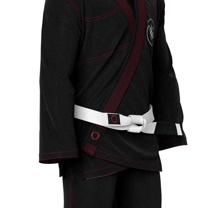 Custom Black Brazilian Jui Jitsu Gi with Red Threads - Personalised Gi | Combatra