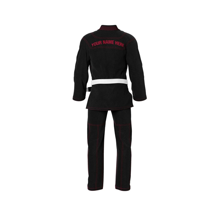 Custom Black Brazilian Jui Jitsu Gi with Red Threads - Personalised Gi | Combatra
