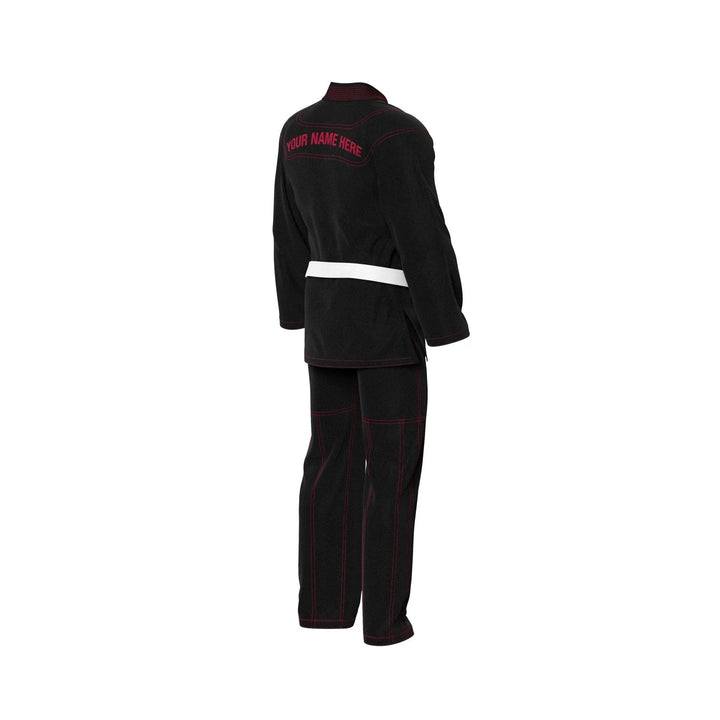 Custom Black Brazilian Jui Jitsu Gi with Red Threads - Personalised Gi | Combatra