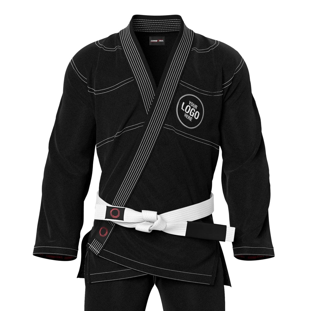Custom Black With White Threads Brazilian jiu jitsu gi - | Combatra